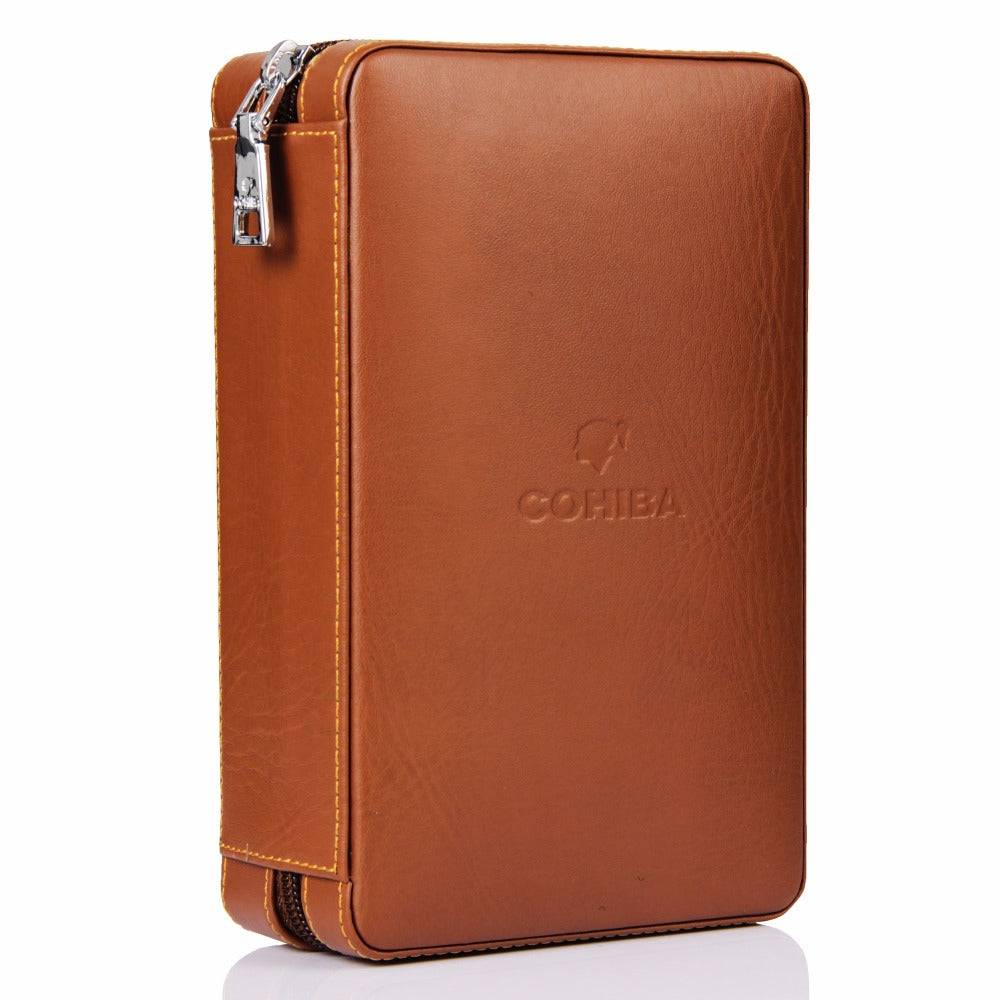 COHIBA cigar box set Gao Xiba leather cedar wood cigar humidor with cigar scissors set