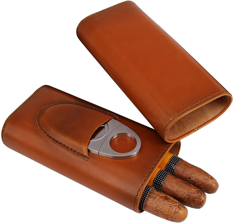 Two-end Hardware With Cigar Cutter, Cigar Holster, Portable Humidor