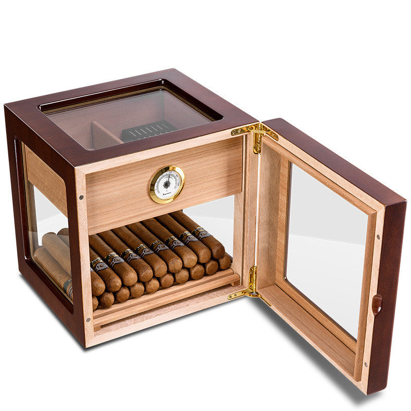 Transparent Skylight Cedar Wood Piano Lacquer Cigar Humidor
