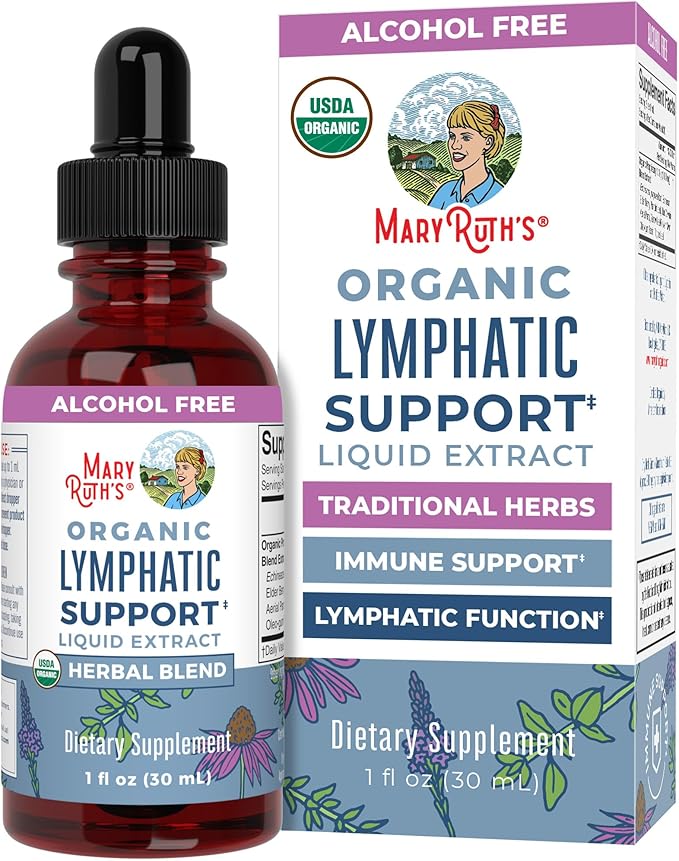 Lymphatic Support Drops by MaryRuth's | USDA Organic Lymphatic Cleanse Immune Support Supplement| Lymphatic Support with Echinacea & Elderberry | Blue Vervain | Vegan | Non-GMO | 30 Servings |