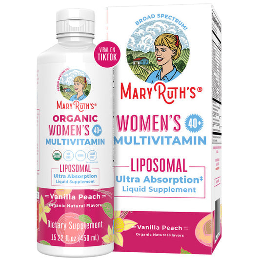 Mary Ruth's Organics USDA Organic Liquid Women's Multivitamin for Immune Support Vanilla Peach Sugar-Free, Vegan 15.22 Fl Oz